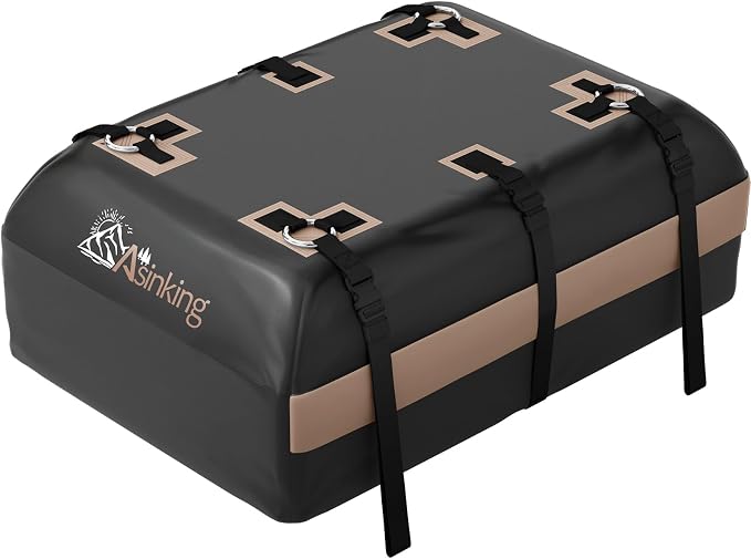 Asinking Car Rooftop Cargo Carrier Bag, 15 Cubic Feet Waterproof Roof Cargo Bag for Sedan SUV Minivan, Fit Vehicles with