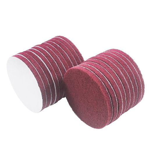 4 Inch 400 Grit Drill Brush Scrubber Scouring Pads, 20 Pcs Hook & Loop Power Scrubber Scour Pad for Rotary Tools, Random Orbital Sander (Red)