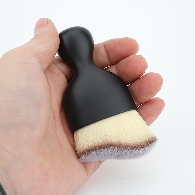 Car Detailing Brush, Soft Bristle Cleaning Brush, Scratch-Free Auto Duster Tool for Dashboard, Air Vents, Leather & Interior Cleaning (Black&Brown&White)