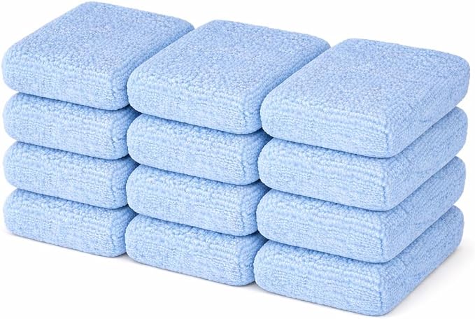 Microfiber Car Wax Applicator Pad, 5" x 3.75" x 1" – Reusable, Scratch-Safe Foam & Plush Microfiber, Washable Detailing