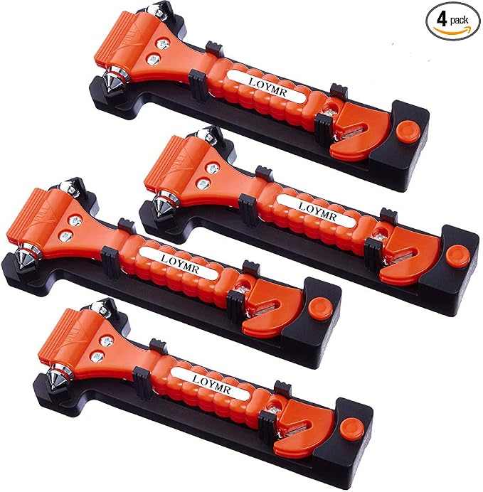 4 PCS Car Safety Hammer,with Car Window Glass Hammer Breaker and Safety Seat Belt Cutter 2-in-1 Emergency Escape Tool, S