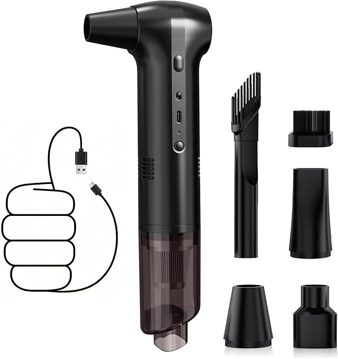 Compressed Air Duster&Vacuum Cleaner, 2-in-1 130000RPM Cordless Air Blower