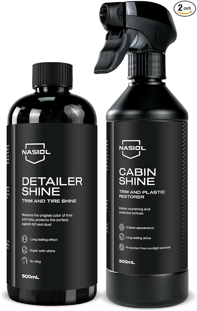 Nasiol Cabinshine Plastic Restorer and Detailershine Tire Shine Set