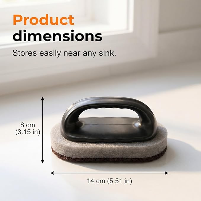 Magic Emery Cleaning Sponge, 2026 Upgrade Nano Carborundum Sponge for Stainless Steel, Rust Eraser Pot Scrubber Scouring Pads for Kitchen Pans Burnt-On Stain Removal (2, Sponge with Handle)