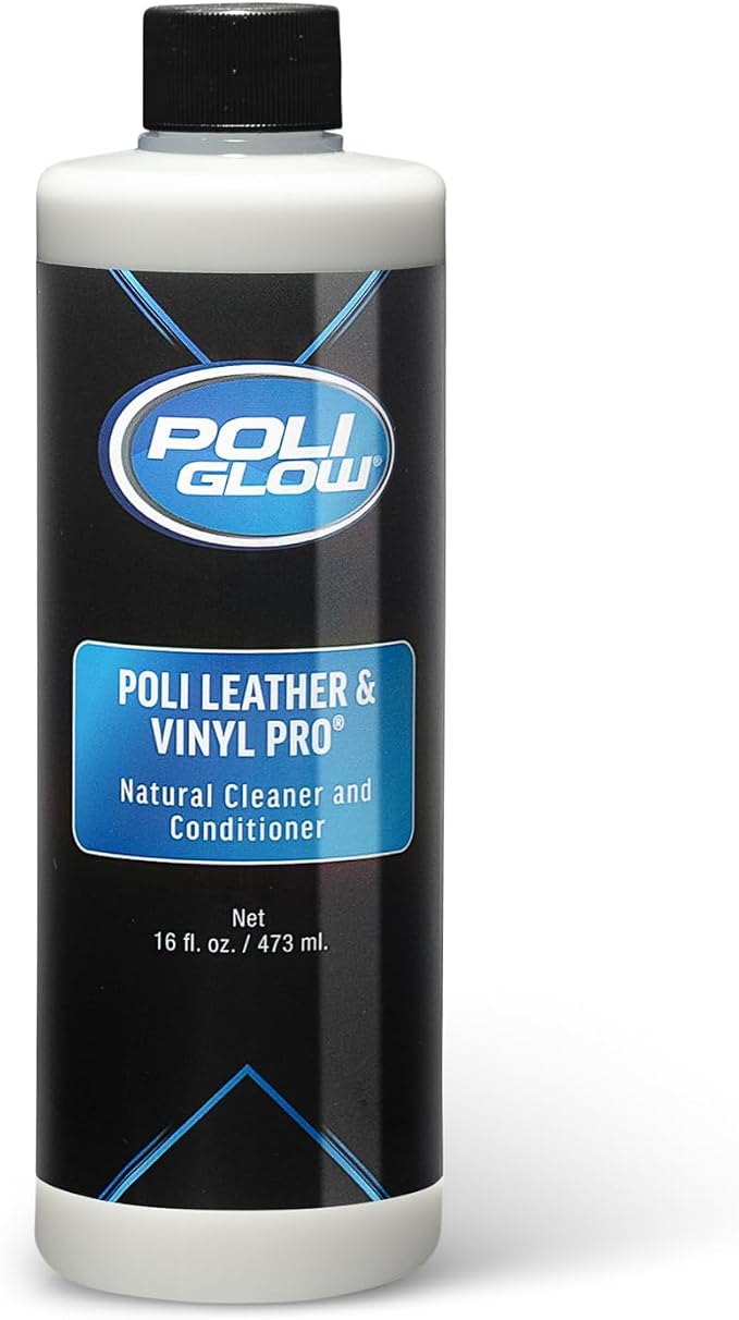 Poli Glow® Leather & Vinyl Pro – 16 oz Premium Cleaner & Conditioner for Cars, Boats & RVs – Non-Greasy Formula with Bee