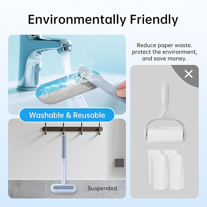 Multifunctional Pet Hair Remover Tool for Furniture, Reusable Washable Dog and Cat Hair Lint Removal Brush, 4 in 1 17.3Inch Extendable, Adjustable Lint Brush