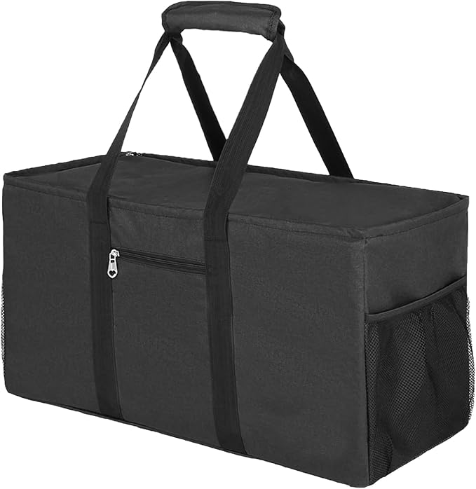 Extra Large Utility Tote Bag with Lid - Reusable Grocery Bags Foldable