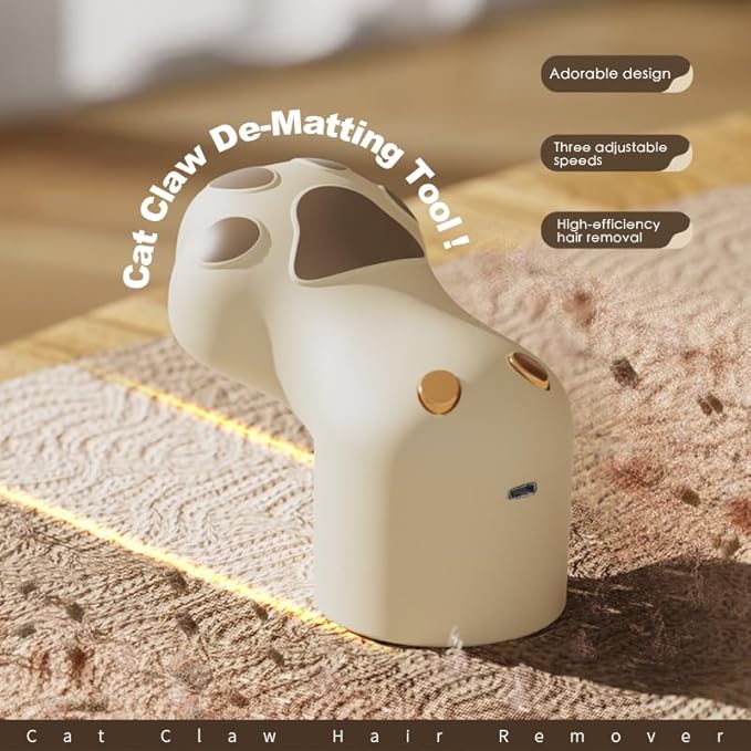 Cute Cat Paw Fabric Shaver, 3-Speed Lint Remover for Clothes, Sweaters, Couches, 2 Extra Blades for Effective Fuzz and Bobble Remove Pilling on All Fabrics and Furniture