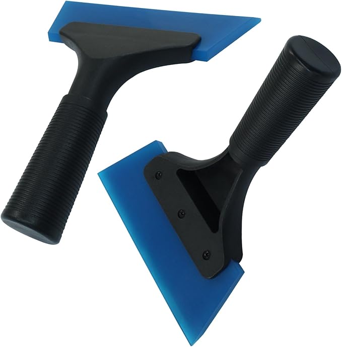 Hordion 2 Pcs Small Squeegee 5 Inch, Rubber Blade Window Tint Squeegee Mini Wiper for Car Windshield Mirror Shower Auto Cleaning, Blue