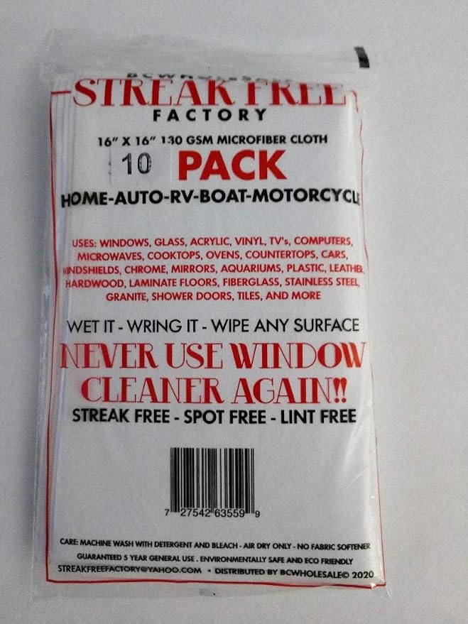 Microfiber Cleaning Cloth 16 x 16 inch White (10)