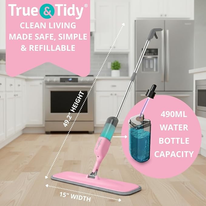 Heavy Duty Spray Mop for Floor Cleaning, Refillable Water Bottle, Use Any Cleaning Solution, Machine Washable Mop Pads, 360° Swivel Head