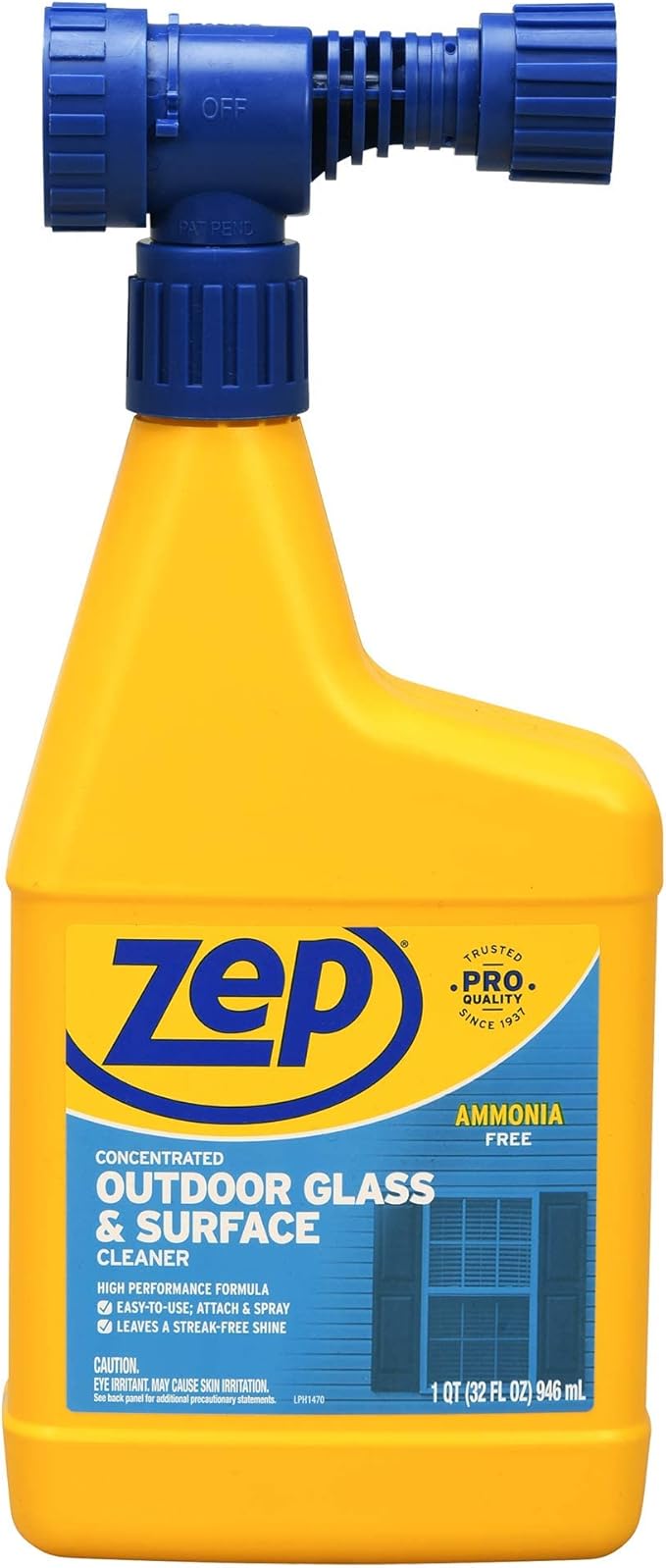 Zep Hose-End Outdoor Cleaner - U49910 - Great for Outdoor Glass and Surfaces - 32 Ounces (Pack of 2)