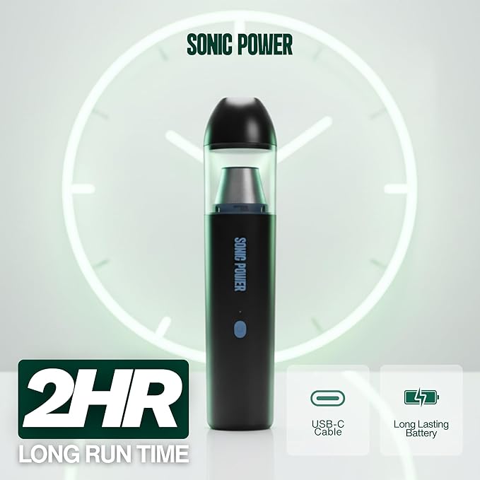 SonicPower Portable Cordless Car Vacuum, 15000Pa High Suction Handheld Vacuum Cleaner, 2-in-1 Vacuum & Blower, with 4 Attachments & Portable Storage Bag for Car, Home, Pet & Office (Black & Blue)