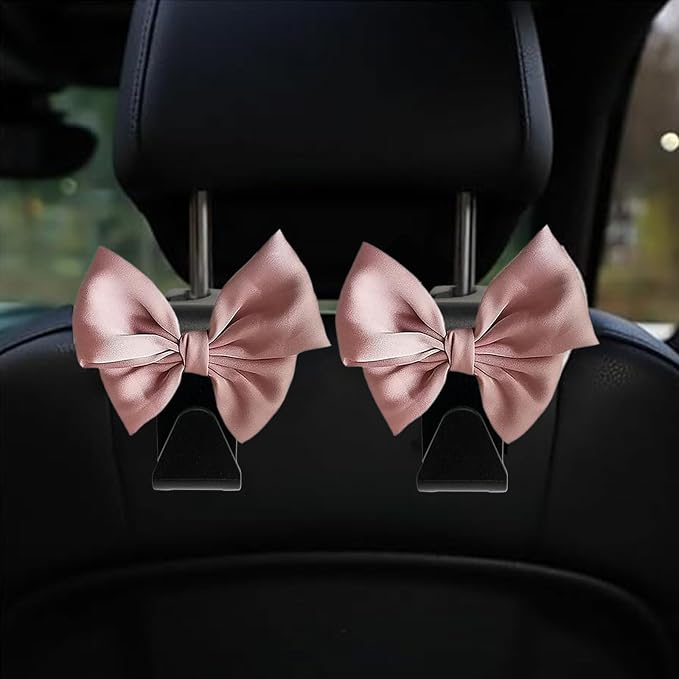 2 Pack Car Seat Headrest Hook Bow Hooks for Car Bow Accessories Hanger Storage Organizer Universal for Handbag Purse Coa