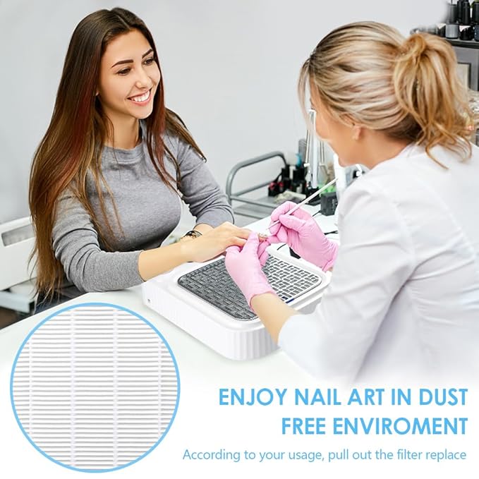 2PACK Reusable Nail Dust Collector Filter, Replacement Filters Compatible with Nail Duster Collector, Powerful Nail Vacuum Nail Filters, Nail Dust Extractor Replacement, Easy to Clean 5.51x5.31inch