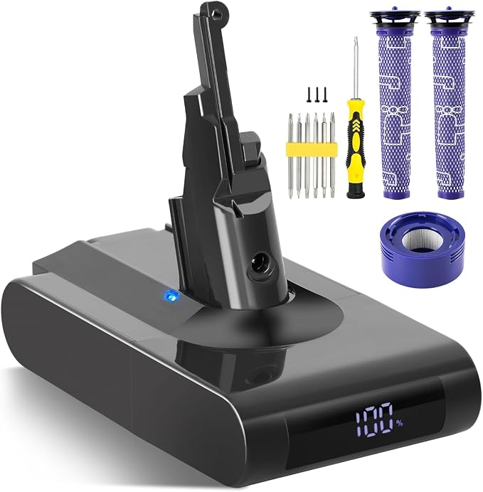 7000mAh V7 Battery Replacement with LED Display Compatible with SV11 V7 Motorhead V7 Animal V7 Trigger V7 HEPA V7 Car+Boat V7 Absolute Handheld Vacuum Cleaners - Cleanova