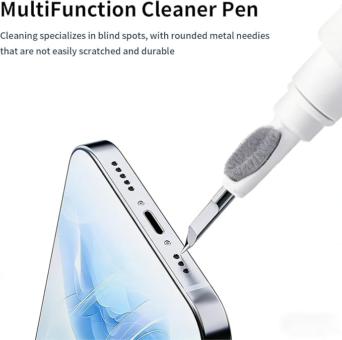 3 in 1 Cleaner Kit for AirPods Pro 1 2 3, Multi-Function Cleaning Pen with Soft Brush & Flocking Sponge for Bluetooth Earphones, Headsets Charging Case, iPhone, Laptop, Electronic Devices