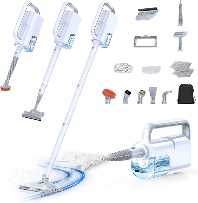 LABIGO Electric Spin Scrubber LA4 Pro, Dual Speed Bathroom Scrubber with Display & 6 Replacement Cleaning Heads, Cordless Power Scrubber with Adjustable & Detachable Handle for Bathroom Floor Tile