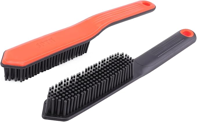 SPTA Pet Hair Brush, 2Pcs Pet Hair Removal Brush,Triangular Wedge Tip,Rubber Bristles to Trap and Remove Hair,Metal-Free Design,Ergonomic Design Great for Cars,Trucks,SUVs,RVs, Home,Furniture&More