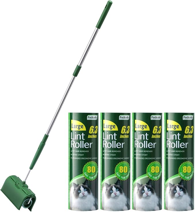 Fedicelly Large Lint Rollers Pet Hair Extra Sticky Floor, Cat Dog Hair Remover Laundry Clothes Carpet Furniture,6.3 inch