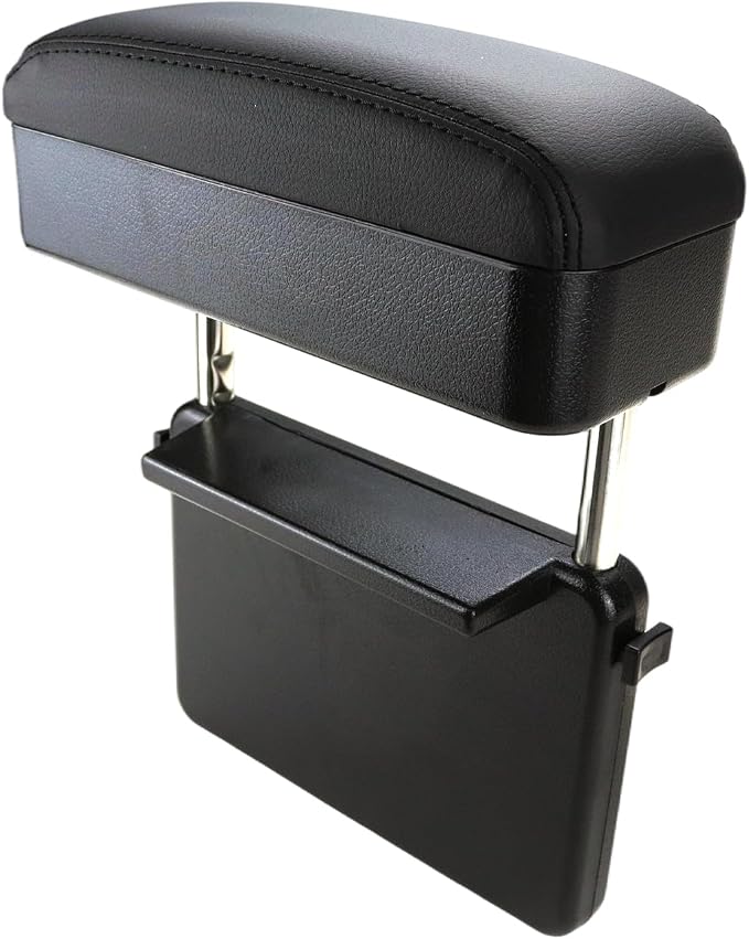 FEXON Car Armrest Storage Box, Adjustable Height Seat Gap Organizer, Black