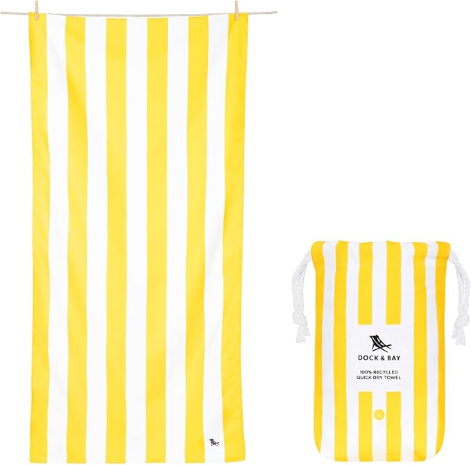 Dock & Bay Beach Towel - Quick Dry, Sand Free - Compact, Lightweight - 100% Recycled - Includes Bag - Cabana - Boracay Y