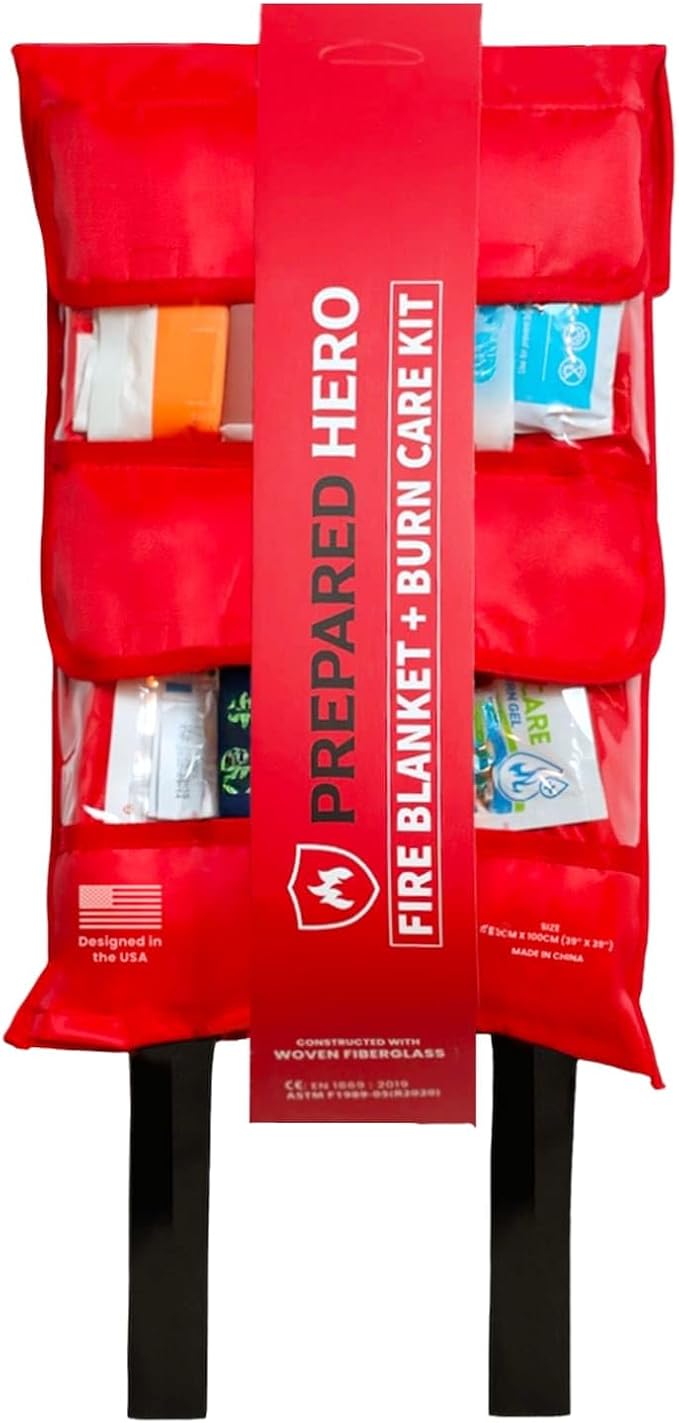 Prepared Hero 2-in-1 Fire Blanket & Burn Gel First Aid Kit, 1076F