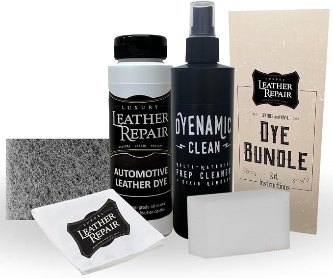 Professional Automotive Leather/Vinyl Repair Dye Bundle for BMW Automobiles and Accessories Prep Included (16oz, Jet Bla