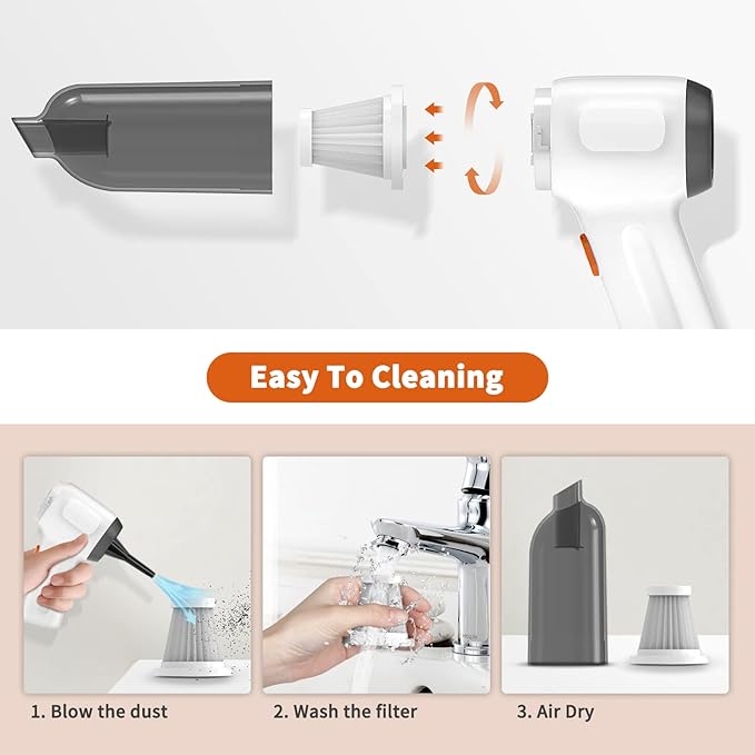 NICE BUDDY Cordless Vacuum Cleaner-Mini Air Duster, Portable Handheld Vacuum, 3 in1Dry Use for Car Keyboard,Dust Buster & Air Blower for Kitchen, 6500PA Suction,Inflate/Deflate Swim Ring