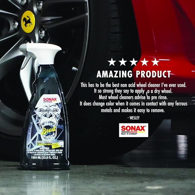 SONAX Beast Wheel Cleaner | Brake Dust Cleaner | Color Changing Rim Cleaner | Strong Wheel Cleaner | Easy Wheel and Rim Cleaning | Removes Baked On Brake Dust | 433500 | 5 Liter