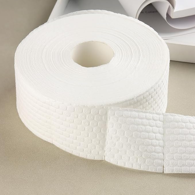 Fcozpjk 1000Pcs/1 Roll Lint Free Nail Wipes, Nail Polish Remover Pads, White Cotton Pads Wipes for Gel Nails, Dust Cleaning Degreasing Nail Napkins Cotton Swabs, Manicure Salon Supplies