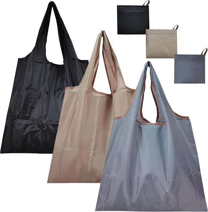 Reusable Grocery Bags 3 Pack, Foldable Shopping Bags for Groceries