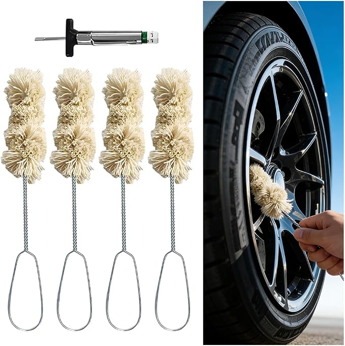 HZEL Car Tire Lubricant Brush Applicator Swab, 4PCS 11.81 Inch Extra Long Handle Vehicle Wheel Lubricant Applicator with