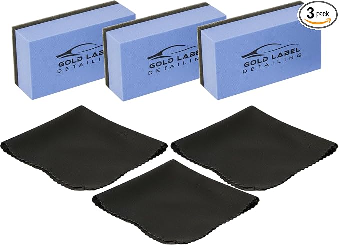 Sponge Applicator Kit 3 Pack with Microfiber Cloths | Perfect for Ceramic Coating, Nano Coating, Glass Coating, Tire Shi