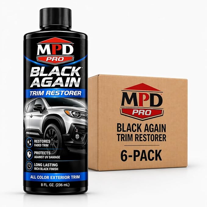 MPD Pro Black Again Trim Restorer for Cars – Restores Faded Plastic, Vinyl & Rubber Exterior Trim, Deep Black Finish for