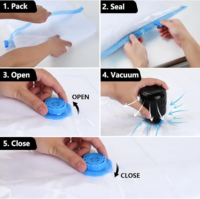 Electric Pump for Vacuum Storage Bags Travel Vacuum Pump for Various Vacuum Seal Bags Portable Vacpack Air Pump for Compression Clothing Blanket Luggage Black (Storage Bag Not Included)