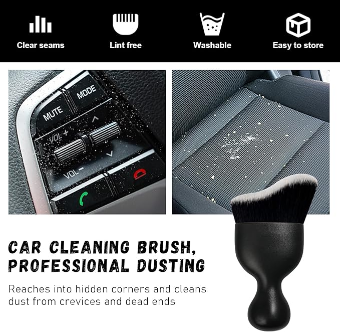 Ziciner 2 PCS Car Detailing Brush, Curved Soft Bristles Auto Removal Dust Collectors, Universal Vehicle Dashboard, Air Conditioner Vents etc Interior Cleaning Tool Accessories (Black/White)
