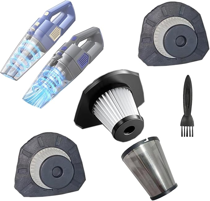 3Pack Hepa Filters +1Pack Steel Filter Replacement Compatible with Gxzsk LT-143 Handheld Car Vacuum, also Works with DBHAL LT-143ET and ZJZJ 143 Handheld Vacuum Cordless. Washable Filters.