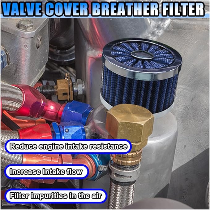 23mm Car Air Filter, 0.9'' High Flow Vent Valve Cover, Breather Filter, Universal Cold Air Intake Filter Breather, Car Accessories Fits Car Motorcycle (Blue)