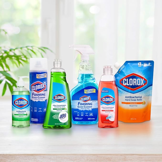 CLOROX Foaming Glass Cleaner Aerosol - All Purpose Window And Glass Cleaner Spray - Washes Away Germs - Streak-Free & No-Drip formula Glass Cleaners for Windows and Mirrors, 16 Oz - 6 Pack