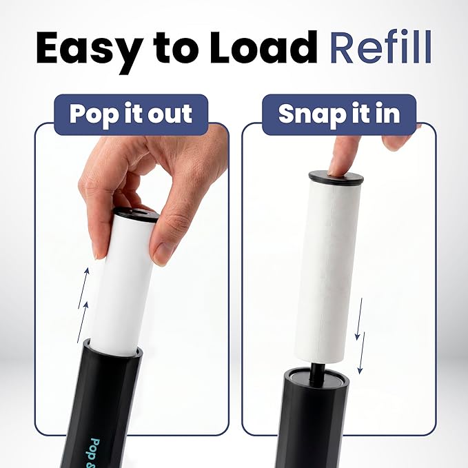 Rubyloo Mini Lint Roller for Pet Hair 4 Refills Pack - Travel Size Sticky Pet Hair Roller with Retractable Cover - Cat & Dog Fur Remover for Clothes