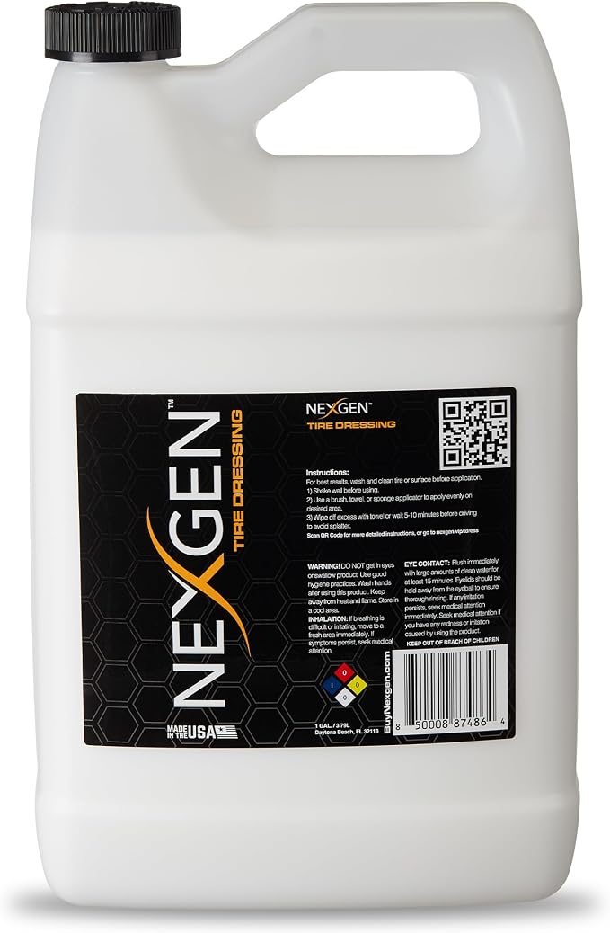 Nexgen Tire Dressing (Gallon) - Long-Lasting Tire Shine & UV Protection - Repels Dust & Debris - On-the-Go Car Detailing