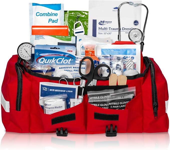 MFASCO Emergency Response GO First Aid Bag, 160 Pcs EMT Trauma Kit