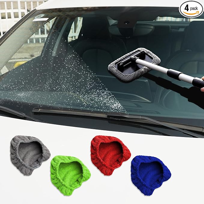 Car Care Microfiber Cloths for Windshield Cleaner, Replaceable Glass Cleaning Bonnets for Windshield Cleaning Wand, Auto