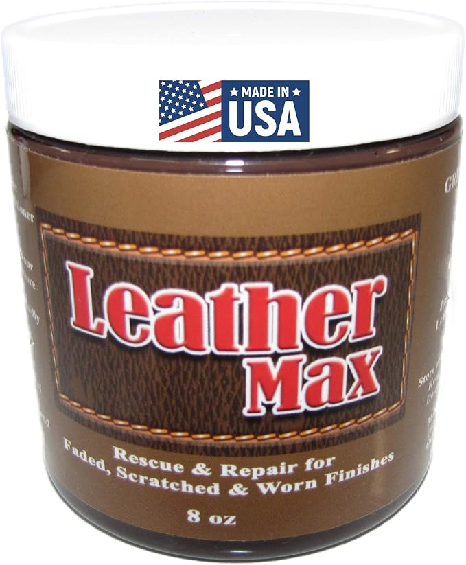 Leather Max XL 8 Ounce Jar Refinish For Your Furniture, Jacket, Sofa or Car Seat, Couch, Purse, Boots (Dark Brown) Super