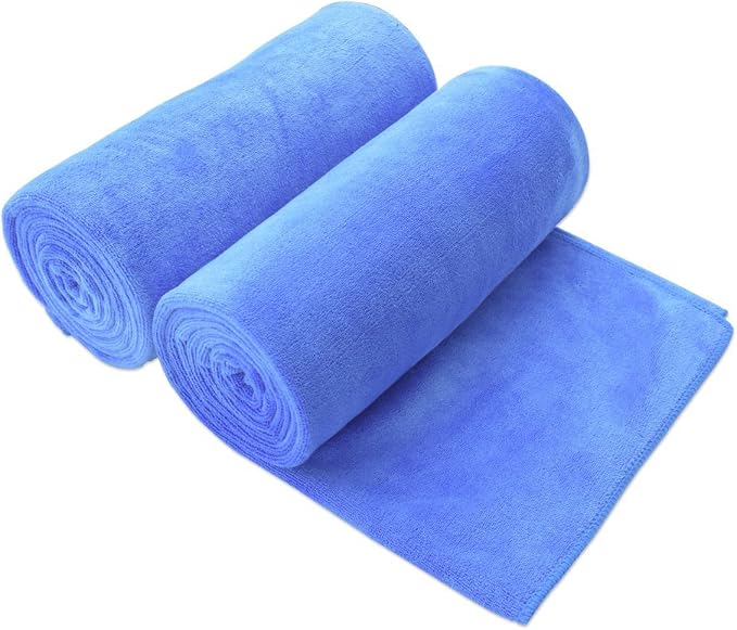 JML Large Microfiber Bath Towels Set for Adult, 2 Pack 30" x 60", Blue
