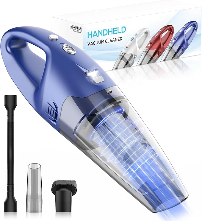 YOOHI Handheld Vacuum Cordless Rechargeable – 6000Pa Mini Hand Held Vacuum, LED Light, 20–25 Mins Runtime, USB Charging,