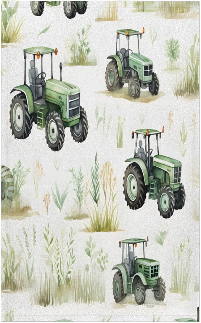 Vintage Truck Kitchen Towels Green Farm Car Tractors Dish Towels Bar Absorbent Cleaning Tea Towel for Home Dining Restau