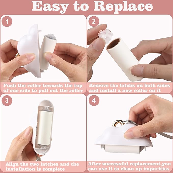Mini Travel Lint Roller, Reusable Pet Hair Remover for Clothes with 150 Refillable Sheets (White)