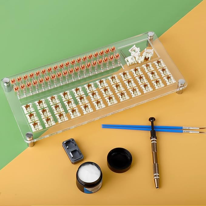 RUNJRX 36 Switches Acrylic Lube Station,Keyboard Switch Grease 0.53oz/15g, Switch Opene for Cherry Kailh Akko TTC, Lube Kit for Mechanical Keyboard